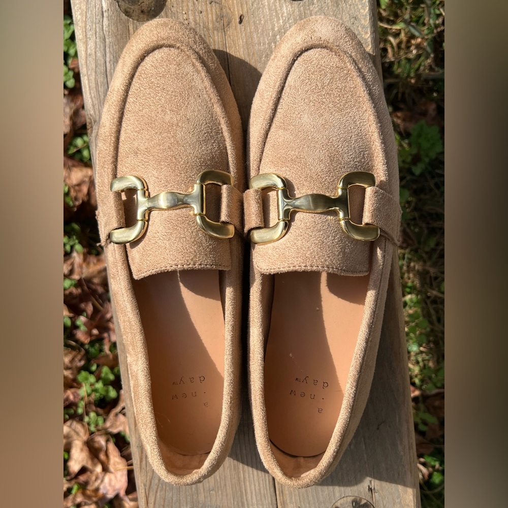 a new day Tan Loafers with Gold Buckle